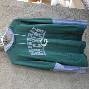 Men's XL Green Bay Packers Distressed Hooded Long Sleeved Tee